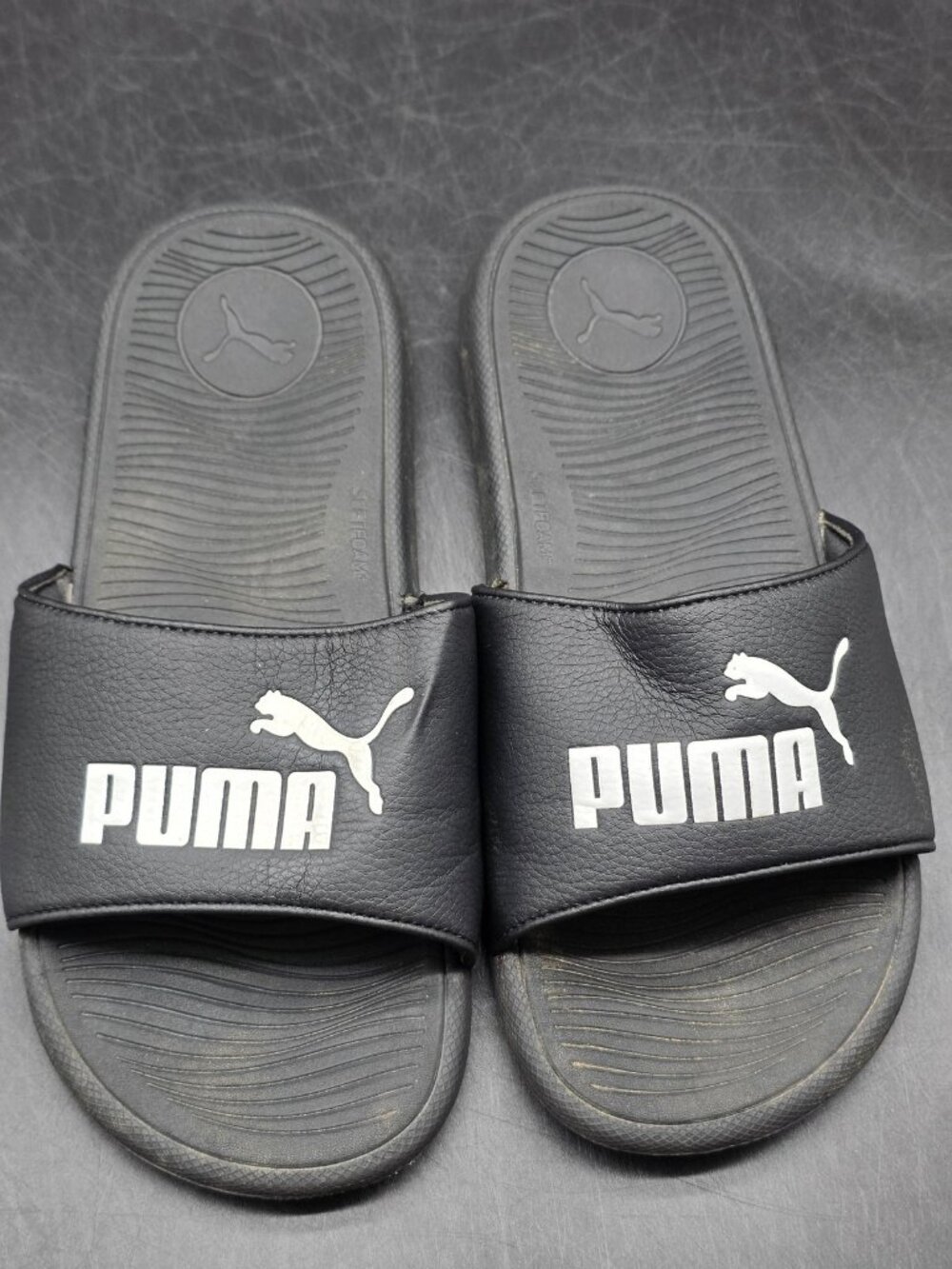 Puma Slide Sandals Shoes Mens Size 6 Black SoftFoam Slip On Casual Damage